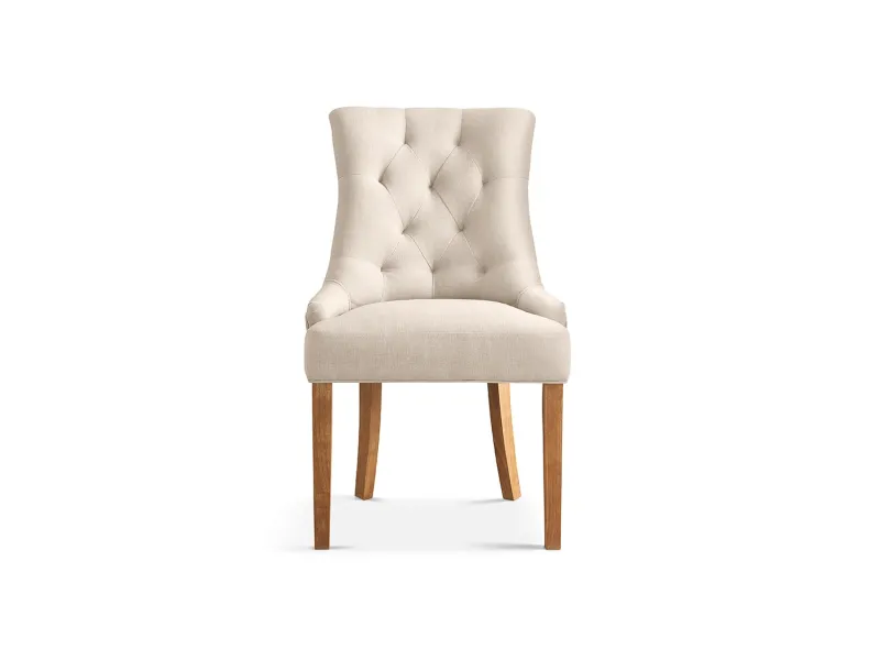Chaise Capitonnée en Tissu Sable – Élégance et Confort