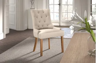 Chaise Capitonnée en Tissu Sable – Élégance et Confort 2