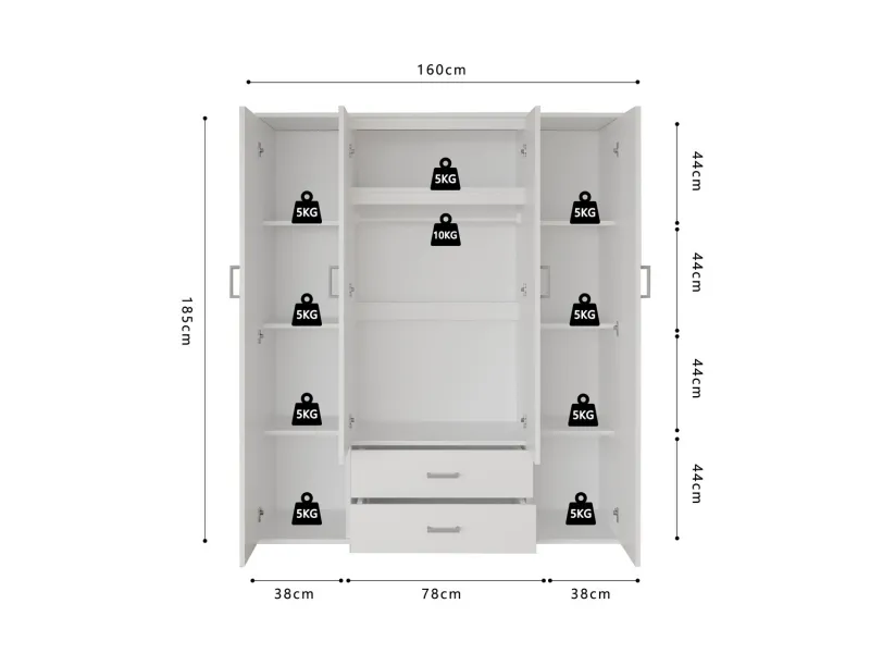 Armoire murale design 2 portes ouvrantes vitrées Meubles haut |adeniahome...