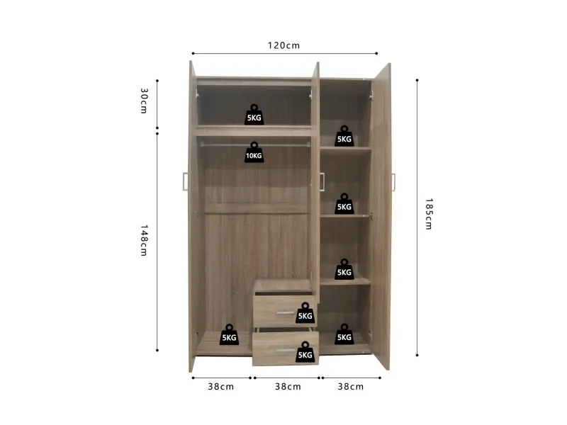 Meuble bas à 2 portes avec évier teinté sonoma Meubles bas |adeniahome...