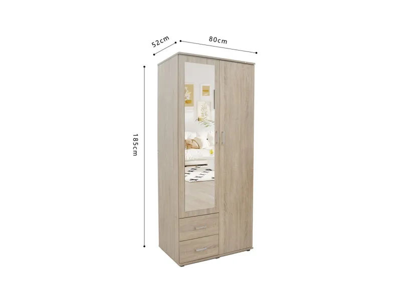 Armoire moderne 1 porte 200x50 cm teinté sonoma Meubles haut |adeniahome...