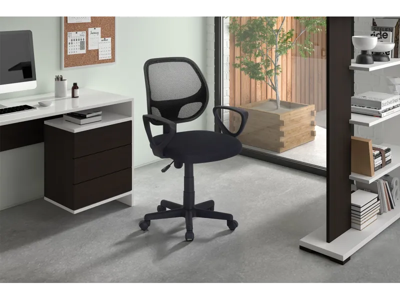 Chaise de bureau style roulant en tissu coloris noir Chaises & faut...