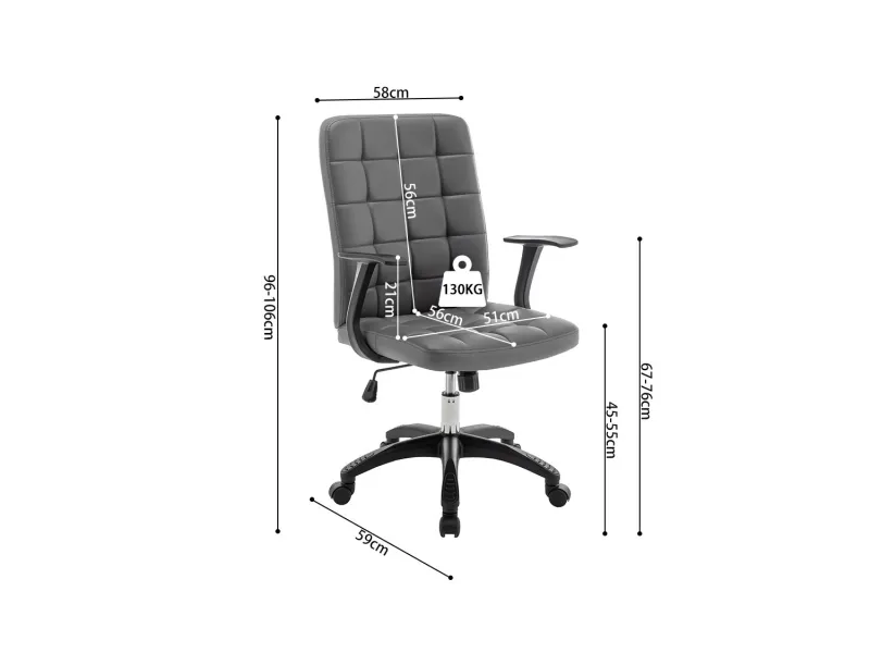 Chaise de bureau style moderne roulant en simili cuir coloris noir ...