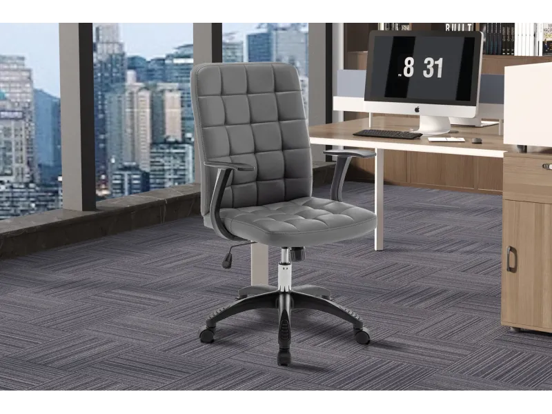 Chaise de bureau style moderne roulant en simili cuir coloris noir ...