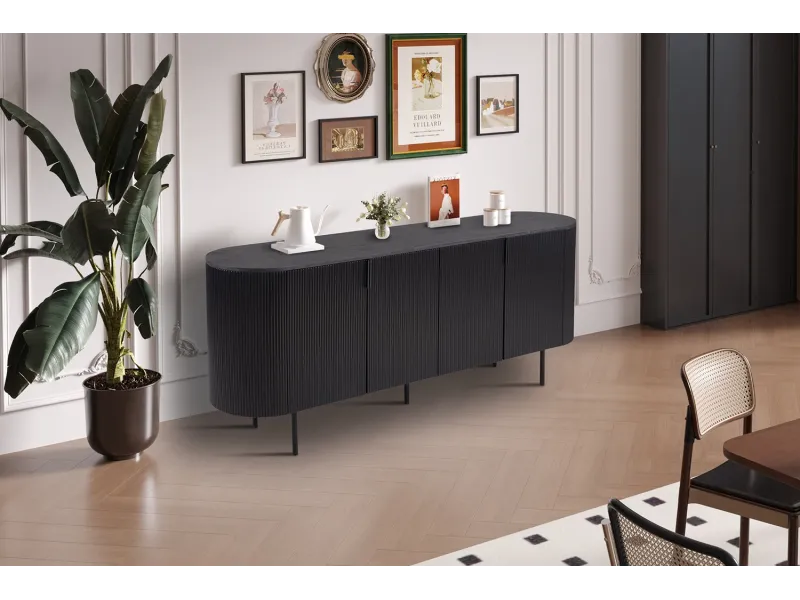 "Buffet Lagos 200 cm – Profitez d'un Grand Rangement Design et Pratique"| Bois Foncé Chic