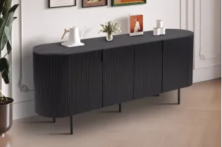 "Buffet Lagos 200 cm – Profitez d'un Grand Rangement Design et Pratique"| Bois Foncé Chic 2