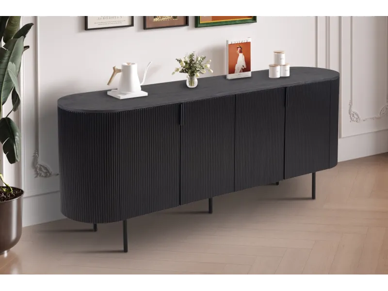 "Buffet Lagos 200 cm – Profitez d'un Grand Rangement Design et Pratique"| Bois Foncé Chic