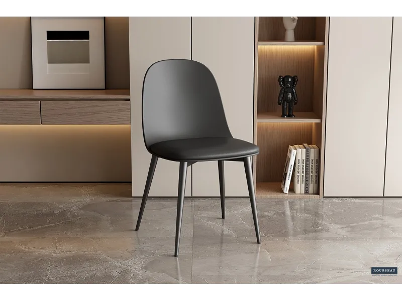 Chaise 'JASMIN' ASSISE PP COUSSIN en simili cuir coloris NOIR