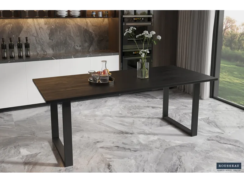 Table à manger en bois de 200 x 100 cm coloris noir