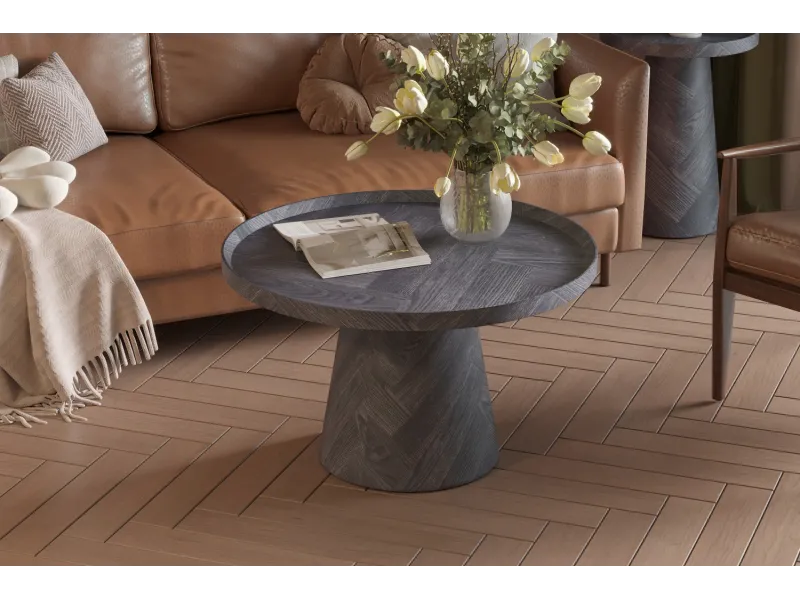 Pas cher Lot de 3 tables basses carrés style industriel en bois recyclé