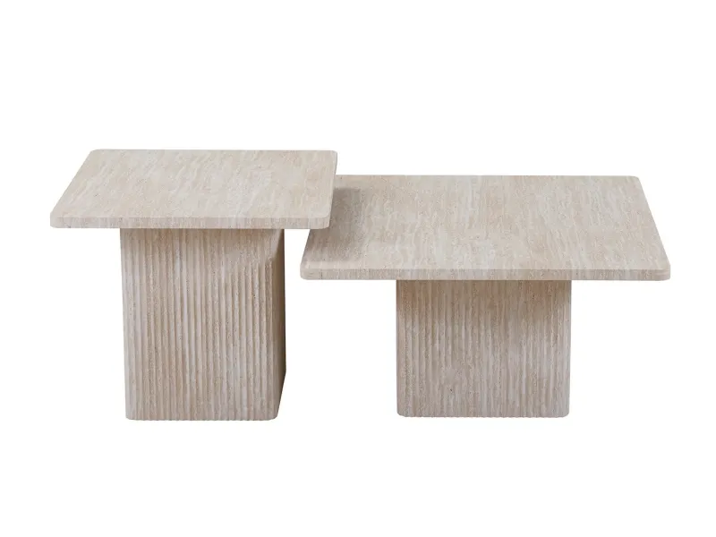 "Set de 2 Tables Basses Bobby – Élégance Travertin ✨ | Design & Qualité"