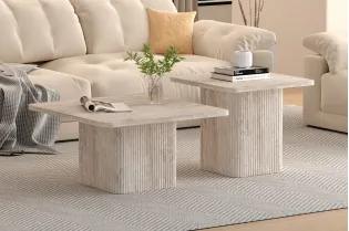 "Set de 2 Tables Basses Bobby – Élégance Travertin ✨ | Design & Qualité" 2