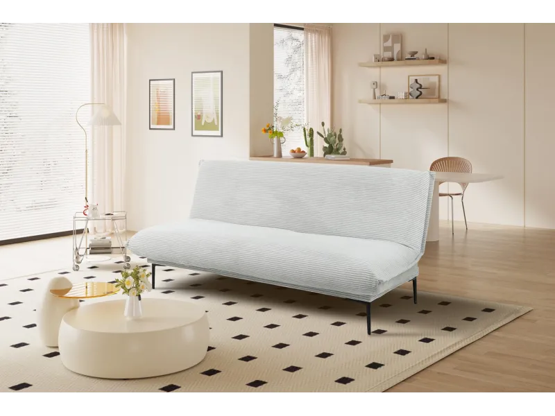 Canapé-clic-clac 'Alisa' en Corduroy Gris Clair – Élégance et Confort Optimal