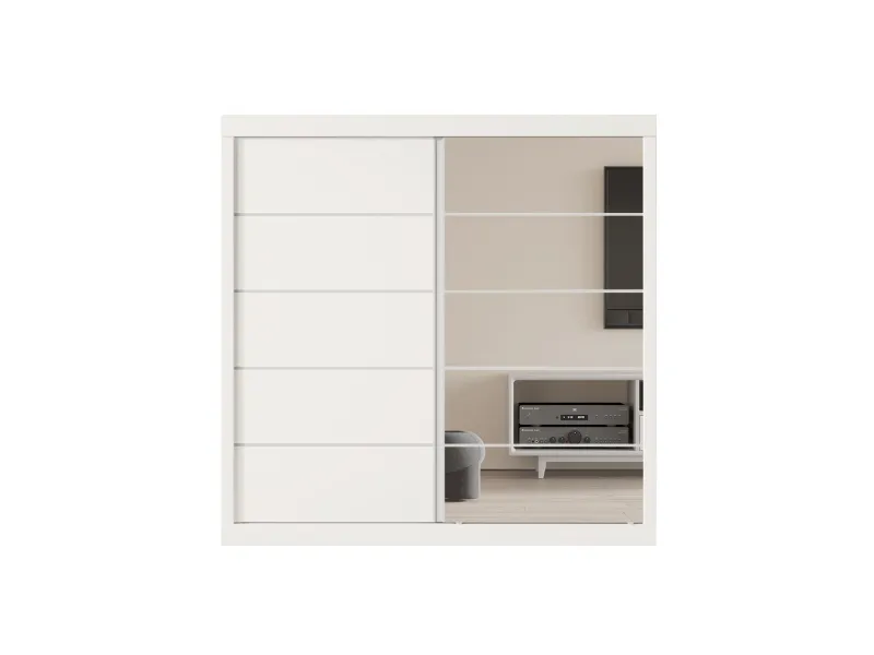 Armoire 'Mike' à 2 portes coulissantes avec 1 porte miroir – Blanc
