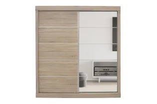 Armoire 'Mike' à 2 portes coulissantes avec 1 porte miroir – Finition Sonoma 2