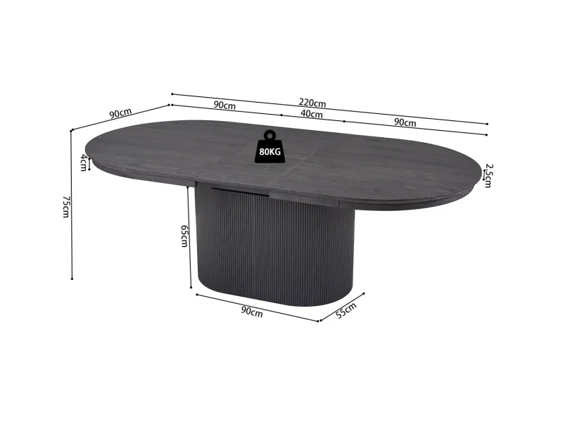 Table Extensible 'Lagos' 180-220 cm Ovale – Élégance et Polyvalence