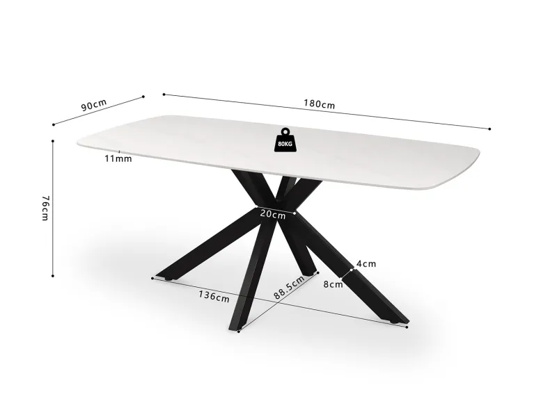 Table Ovale 'Apollo' 180 cm Style Danois en Pierre Blanche