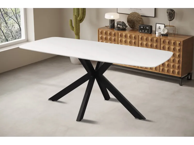 Table Ovale 'Apollo' 180 cm Style Danois en Pierre Blanche