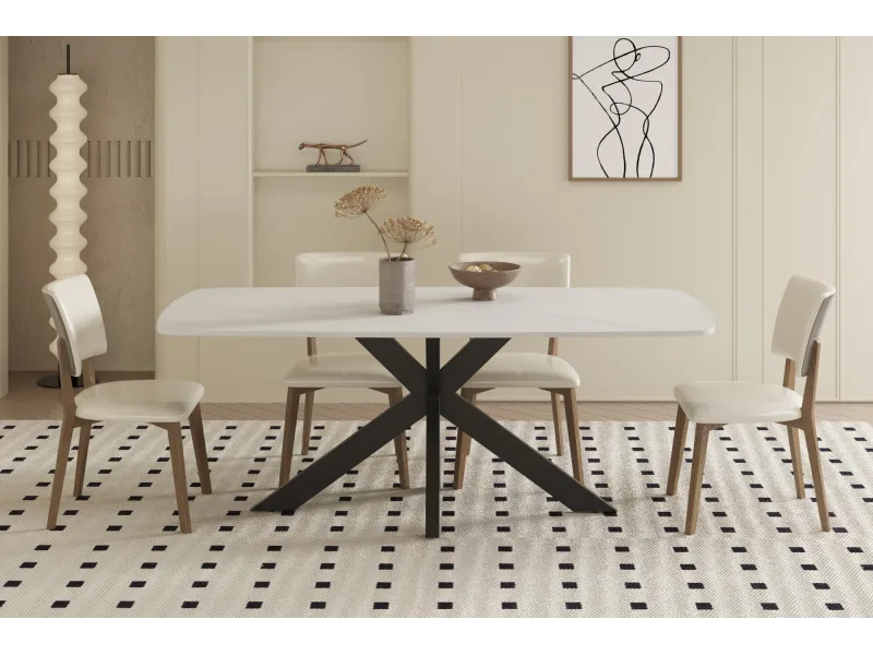 Table Ovale 'Apollo' 180 cm Style Danois en Pierre Blanche