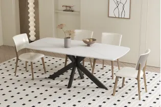 Table Ovale 'Apollo' 180 cm Style Danois en Pierre Blanche