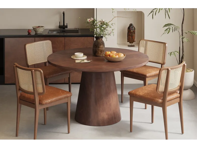 Table Ronde 'Tommy' 130 cm en Bois de Manguier Coloris Naturel
