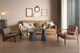 Pas cher Lot de 3 tables basses carrés style industriel en bois recyclé