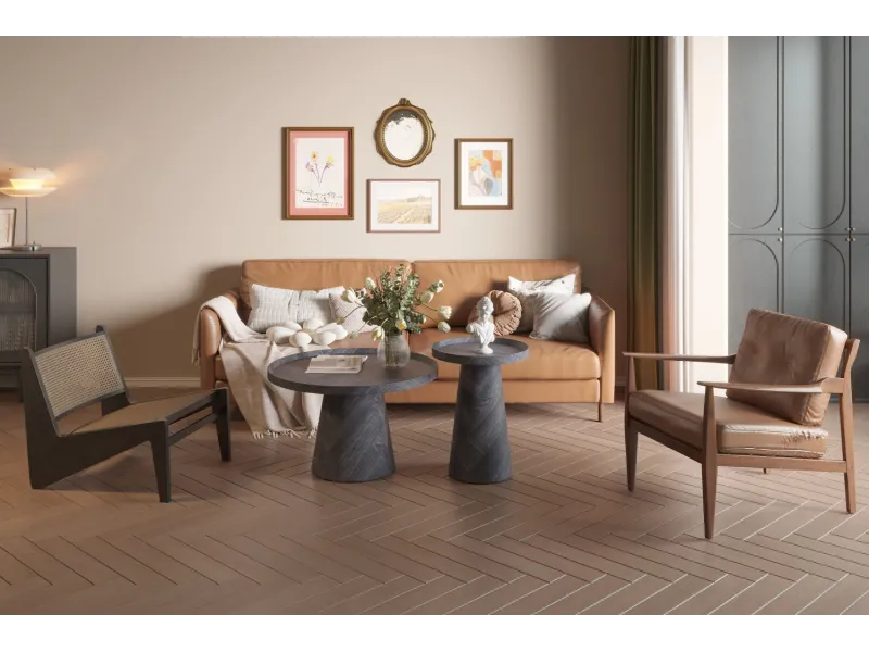 Pas cher Lot de 3 tables basses carrés style industriel en bois recyclé