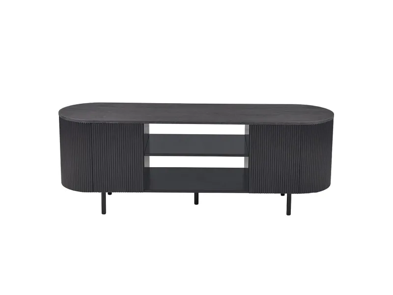 Meuble TV design |Meuble TV/HIFI blanc laqué, 2 tiroirs |adeniahome.com