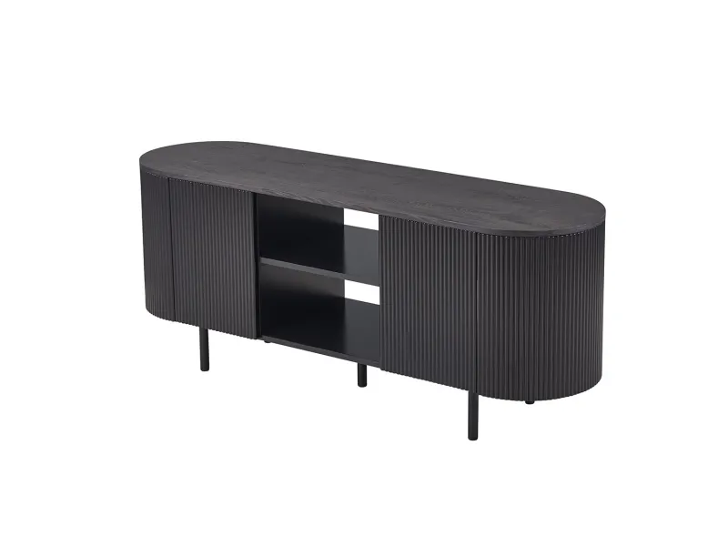 Meuble TV design |Meuble TV/HIFI blanc laqué, 2 tiroirs |adeniahome.com