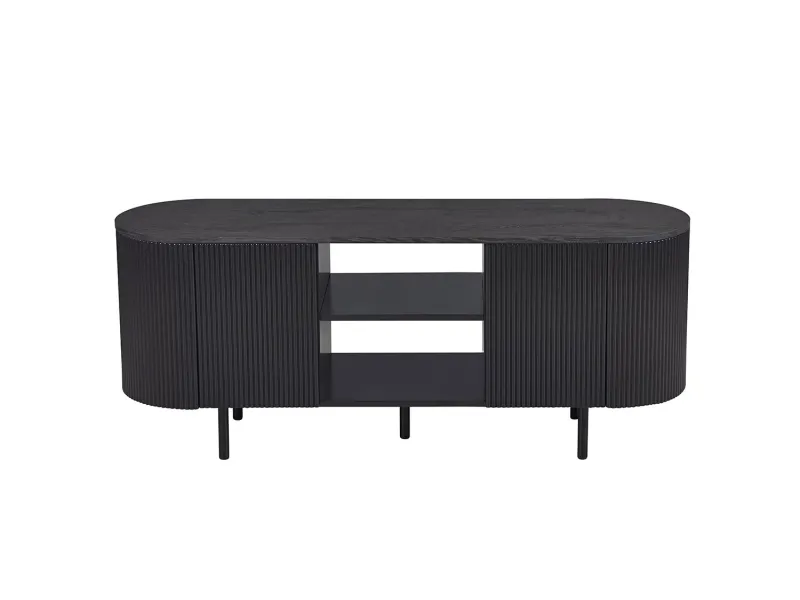 Meuble TV design |Meuble TV/HIFI blanc laqué, 2 tiroirs |adeniahome.com