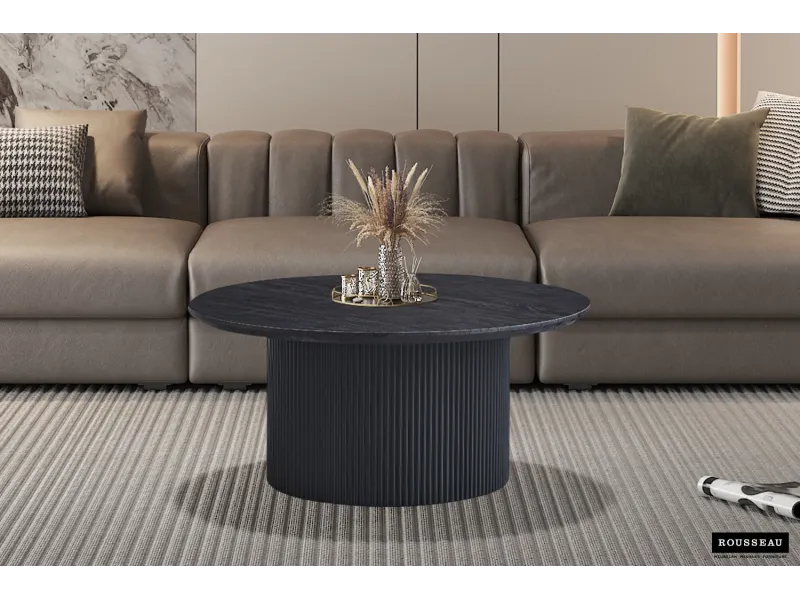 Table basse contemporaine |Table basse avec 6 poufs encastrable, ve...