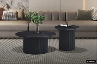 Table basse contemporaine |Table basse avec 6 poufs encastrable, ve... 2