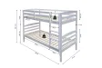 Lit superposé “Roy” 90x200 cm divisible – Pin massif blanc, solide et modulable
