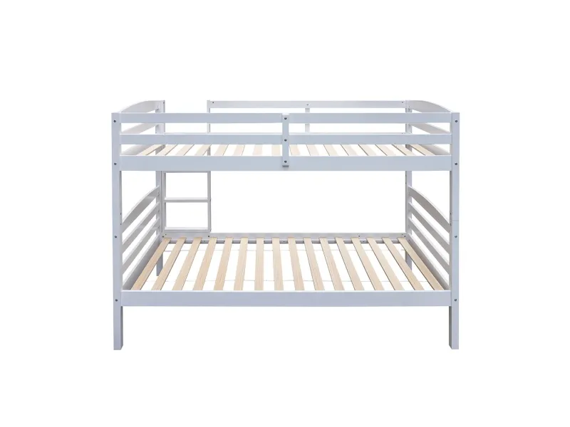 Lit superposé “Roy” 90x200 cm divisible – Pin massif blanc, solide et modulable