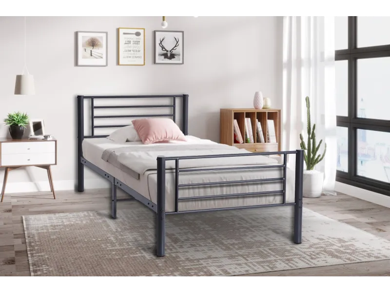 Lit fer forgé & lit métal |Lit adulte de 90x200 en métal coloris no...