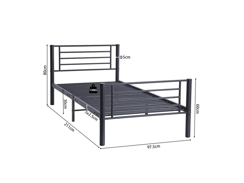 Lit fer forgé & lit métal |Lit adulte de 90x200 en métal coloris no...