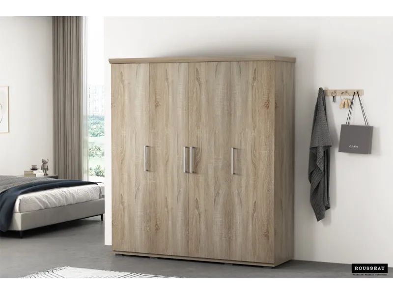 Armoire 'Mike' à 4 portes – Finition Sonoma