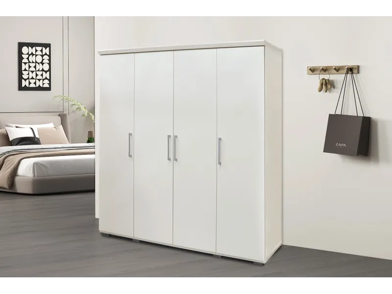 Armoire 'Mike' à 4 portes – Finition blanche