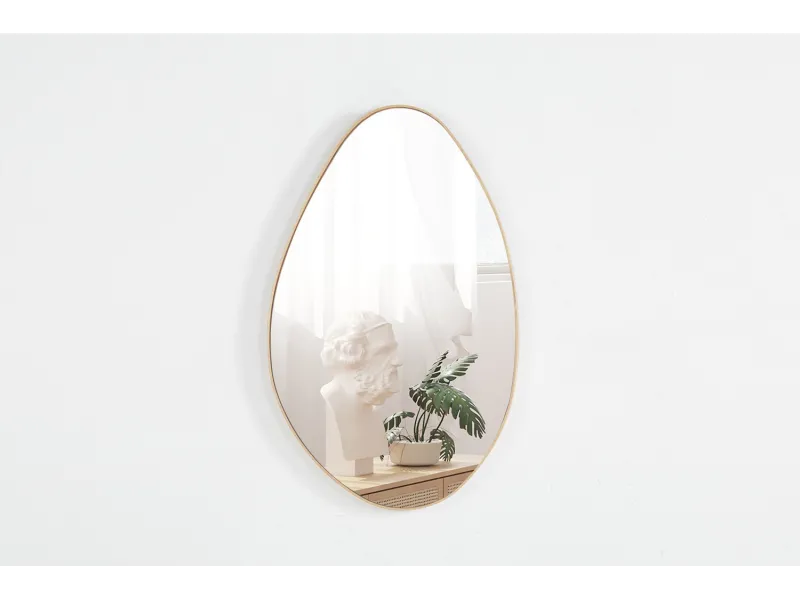 Miroir mural ‘Rana’ 80 x 50 cm en chêne vieilli – Élégance compacte et naturelle