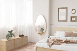 Miroir mural ‘Rana’ 80 x 50 cm en chêne vieilli – Élégance compacte et naturelle