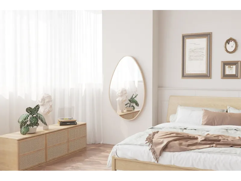 Miroir mural ‘Rana’ 80 x 50 cm en chêne vieilli – Élégance compacte et naturelle