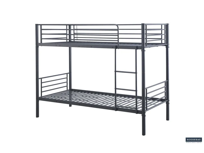 Lit superposé “Sammy” 90x200 cm divisible – Métal gris foncé, robuste et polyvalent