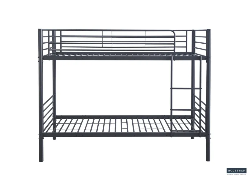 Lit superposé “Sammy” 90x200 cm divisible – Métal gris foncé, robuste et polyvalent