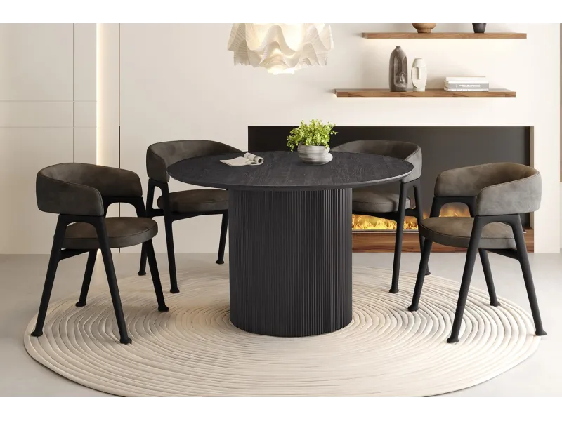 Table LAGOS 120 cm Ronde – Décor Brun Foncé