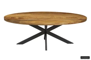 Table ovale 'Alexa' en bois de manguier - 200 cm, finition naturelle 2