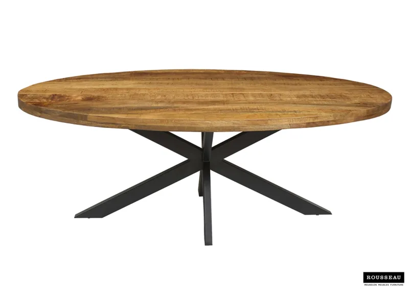 Table ovale 'Alexa' en bois de manguier - 200 cm, finition naturelle