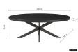 Table ovale 'Alexa' en bois de manguier noir - 200 cm, design moderne et audacieux