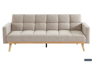Canapé-Lit Style Scandinave - Confort et Élégance en Tissu Beige 2