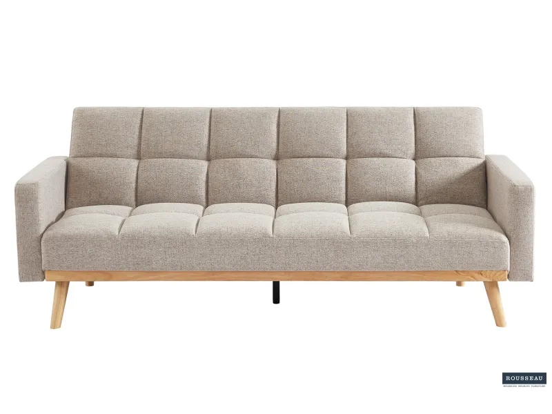 Canapé-Lit Style Scandinave - Confort et Élégance en Tissu Beige