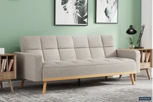 Canapé-Lit Style Scandinave - Confort et Élégance en Tissu Beige
